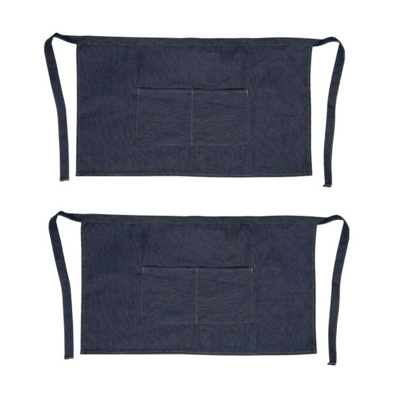 2x Grembiule corto per cucina ristorante bar pub enoteca in jeans denim 40x70cm