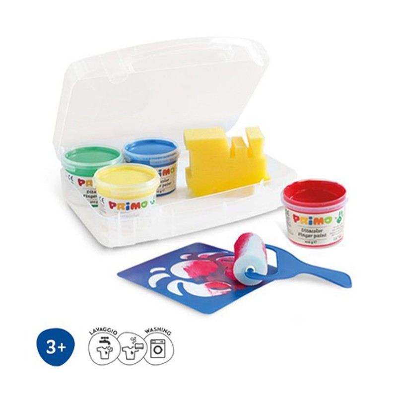 Colori a dita barattoli tempere Valigetta Primo Disegno Pittura bambini 4x100g