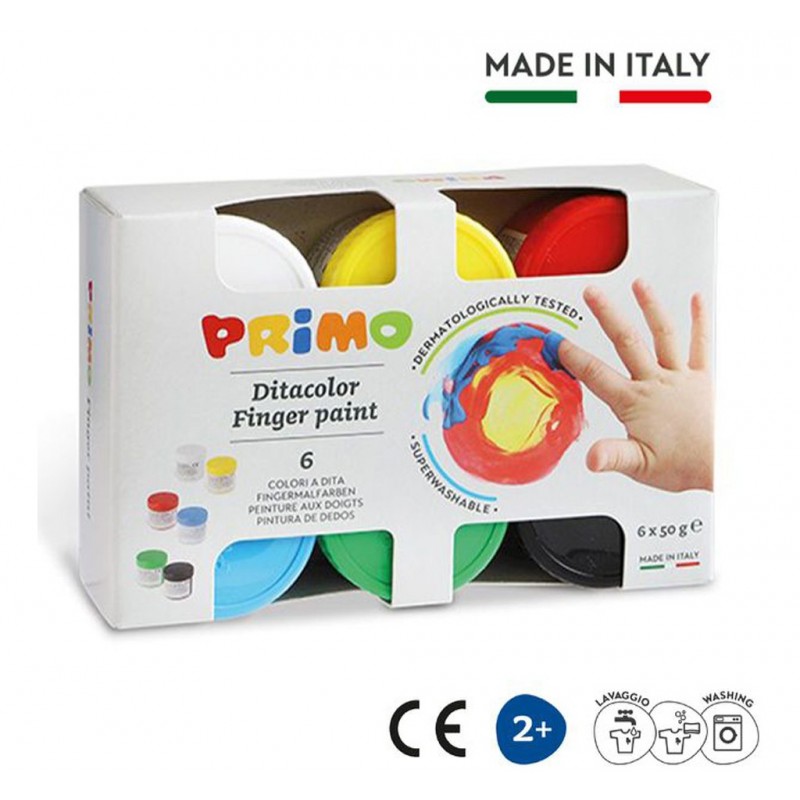 Colori a dita barattoli tempere  Primo Disegno Pittura bambini 6x50g lavabili