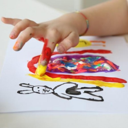 Colori a dita barattoli tempere  Primo Disegno Pittura bambini 6x50g lavabili