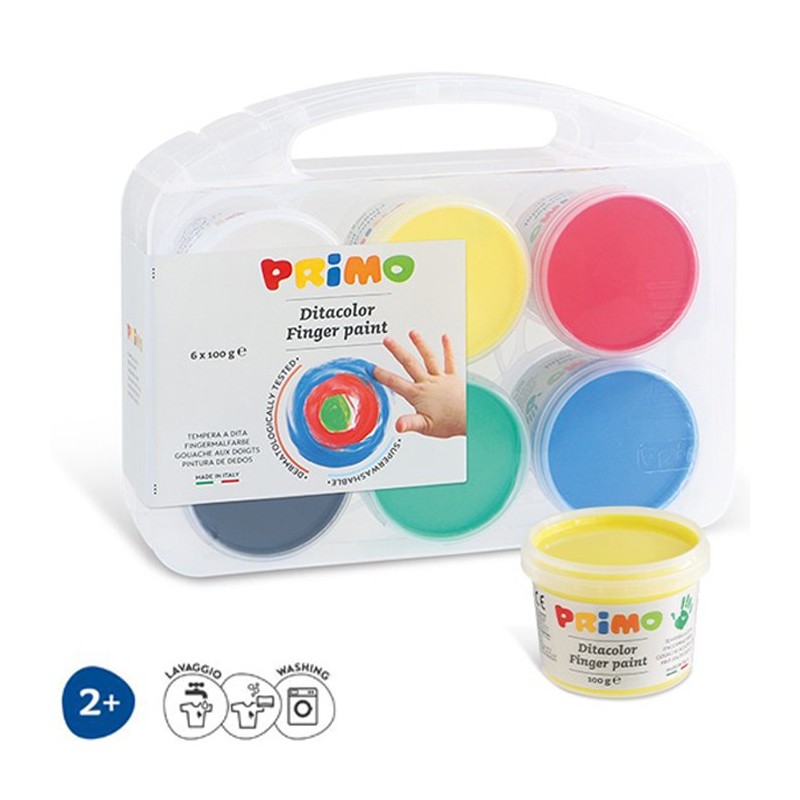 Colori a dita barattoli tempere Valigetta Primo Disegno Pittura bambini 6x100g