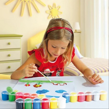 Primo Confezione 18 Tempera Pronta Fluo Metallizzati 25ml colori bambini pittura
