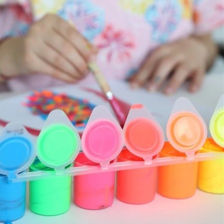 Primo Confezione 18 Tempera Pronta Fluo Metallizzati 25ml colori bambini pittura