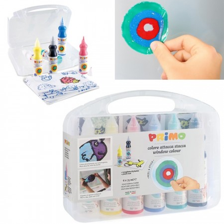 6 Colori Window Primo crea un disegno da staccare bambini in valigetta pittura