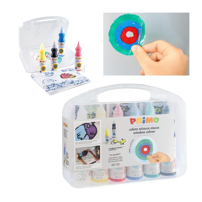 6 Colori Window Primo crea un disegno da staccare bambini in valigetta pittura