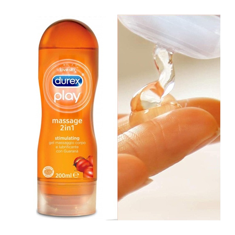 Durex Massage 2in1 Gel Intimo Massaggi corpo Guaranà Lubrificante sensuale 200ml