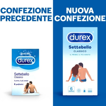 Preservativi Classici DUREX SETTEBELLO 36 Profilattici Standard in scatole da 6