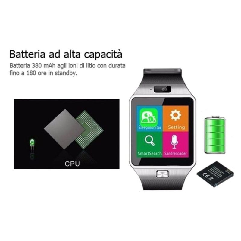 Smartwatch notifiche orologio bracciale telecamera smartphone telefono chiamate