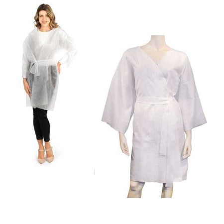 Kimono TNT monouso colore bianco 10pz per estetista parrucchiera camice 90x120cm