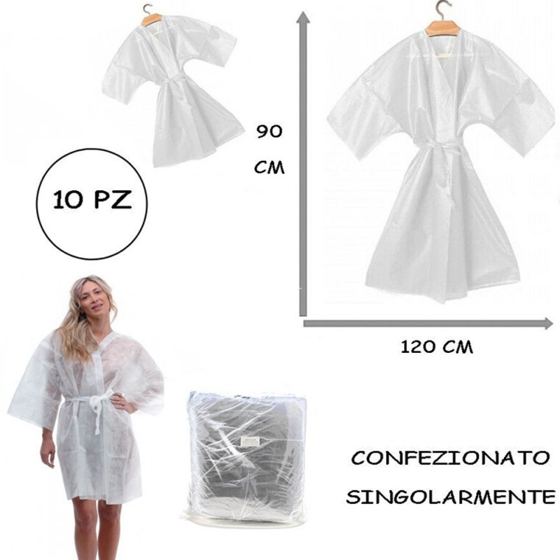 Ro.ial.® Kimono TNT monouso colore bianco 10pz per estetista parruc...