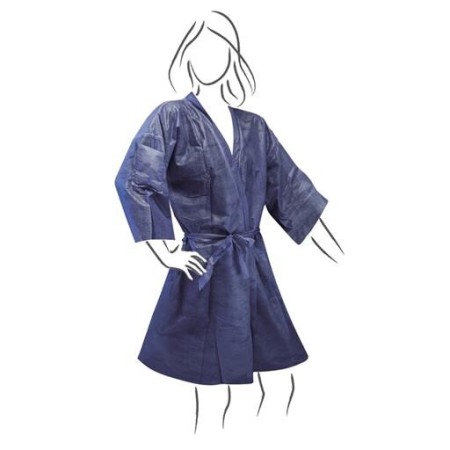 Kimono TNT monouso colore blu 10pz per estetista parrucchiera camice 90x120cm