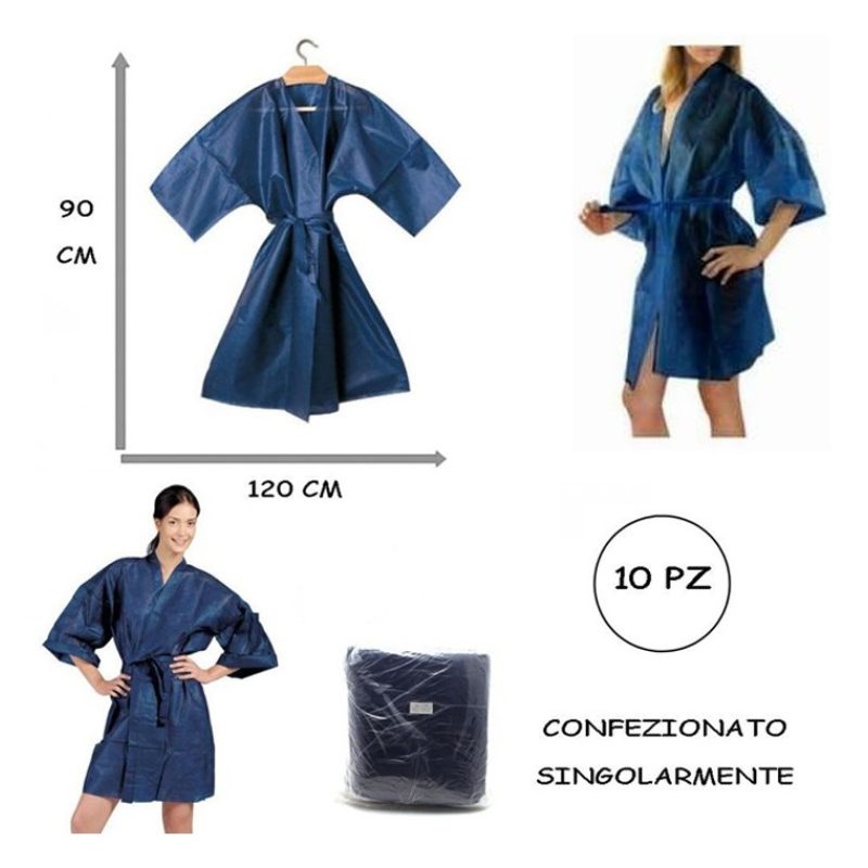Ro.ial.® Kimono TNT monouso colore blu 10pz per estetista parrucchi...