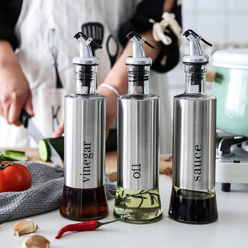 WeHome Oliera con tappo dosatore olio aceto salvagoccia dispenser a...