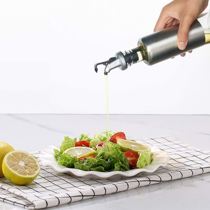 WeHome Oliera con tappo dosatore olio aceto salvagoccia dispenser a...