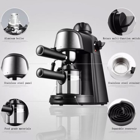 Macchina da Caffè Espresso Professionale da 800W caffe macinato montalatte 4TZ