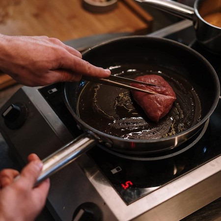 2x Pinza da cucina in acciaio per alimenti multiuso carne pesce fritture da 32cm
