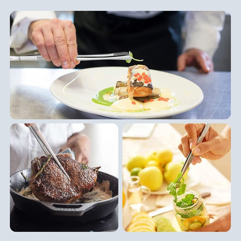 WeHome 2x Pinza da cucina in acciaio per alimenti multiuso carne pe...