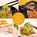 2x Pinza da cucina in acciaio per alimenti multiuso carne pesce fritture da 32cm