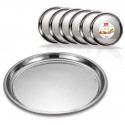 6x Vassoio Piatto In Acciaio Inox Portata Cucina rotondo da 28 a 38 cm servizio