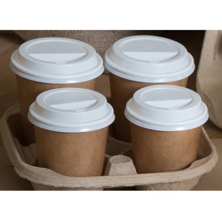 200 Coperchi per bicchieri caffè BIO 90ml per trasporto asporto bianco Lulù bar