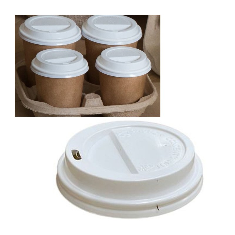 200 Coperchi per bicchieri caffè BIO 180ml  trasporto asporto bianco Lulù bar