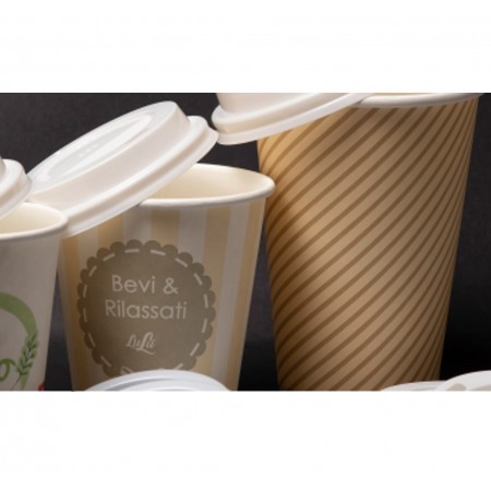 200 Coperchi per bicchieri caffè BIO 250/300ml  trasporto asporto bianco Lulù