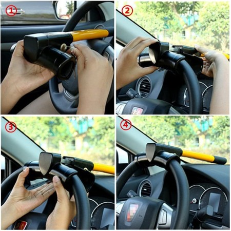 Antifurto blocca volante bloccasterzo sicurezza per auto 2 chiavi universale