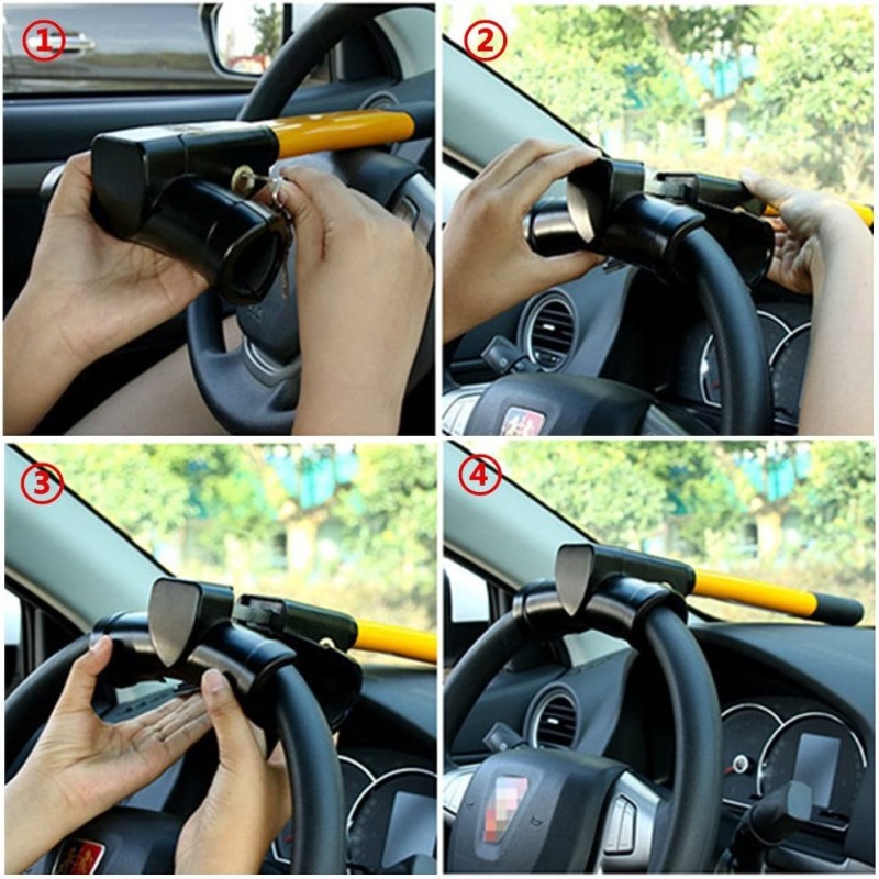 Hongu Antifurto blocca volante bloccasterzo sicurezza per auto 2 ch...