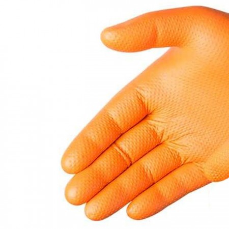 50 Guanti monouso in nitrile arancio senza polvere no talco no lattice M L XL