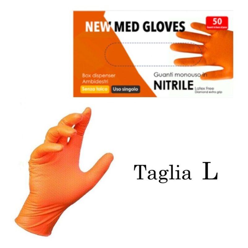 NEWMEDGLOVES 50 Guanti monouso in nitrile arancio senza polvere no ...