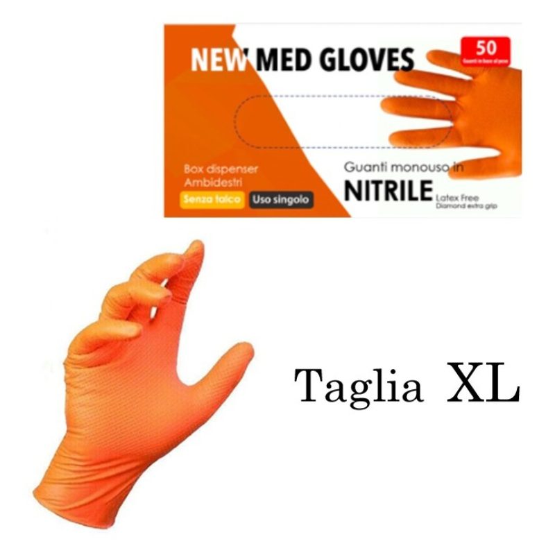 NEWMEDGLOVES 50 Guanti monouso in nitrile arancio senza polvere no ...