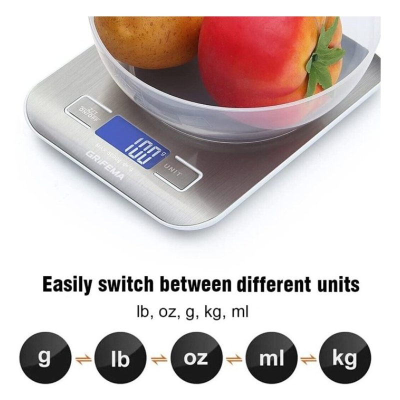 Aorlis Bilancia da cucina digitale LCD acciaio inox alimenti tara 1...
