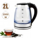 Bollitore elettrico vetro 2000W 2L scalda bevande acqua per tisane te' infusi
