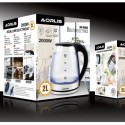 Bollitore elettrico vetro 2000W 2L scalda bevande acqua per tisane te' infusi