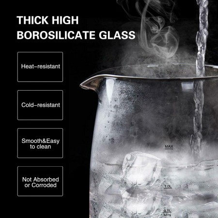 Bollitore elettrico vetro 2000W 2L scalda bevande acqua per tisane te' infusi