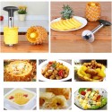 2x Kit taglia ananas sbuccia affetta in acciaio inox cucina tagliananas torsolo