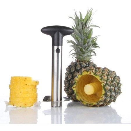 2x Kit taglia ananas sbuccia affetta in acciaio inox cucina tagliananas torsolo