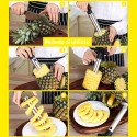 2x Kit taglia ananas sbuccia affetta in acciaio inox cucina tagliananas torsolo