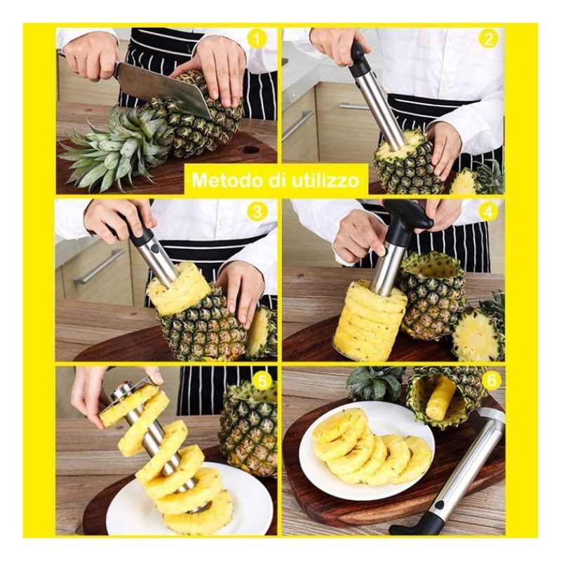 Aorlis 2x Kit taglia ananas sbuccia affetta in acciaio inox cucina ...