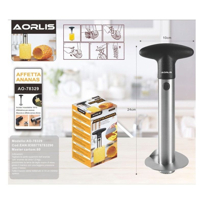 Aorlis 2x Kit taglia ananas sbuccia affetta in acciaio inox cucina ...