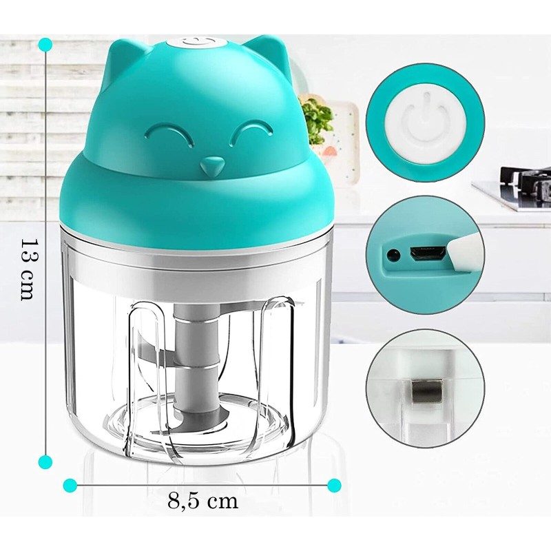 Aorlis Frullatore Elettrico 23W Macinatore Frutta Verdura Gatto Tri...