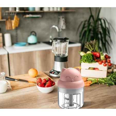 Frullatore Elettrico 23W Macinatore Frutta Verdura Gatto Tritatutto Senza Fili