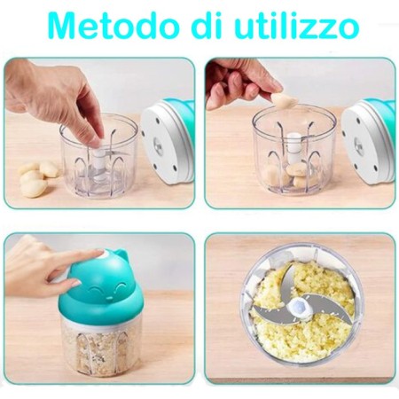 Frullatore Elettrico 23W Macinatore Frutta Verdura Gatto Tritatutto Senza Fili