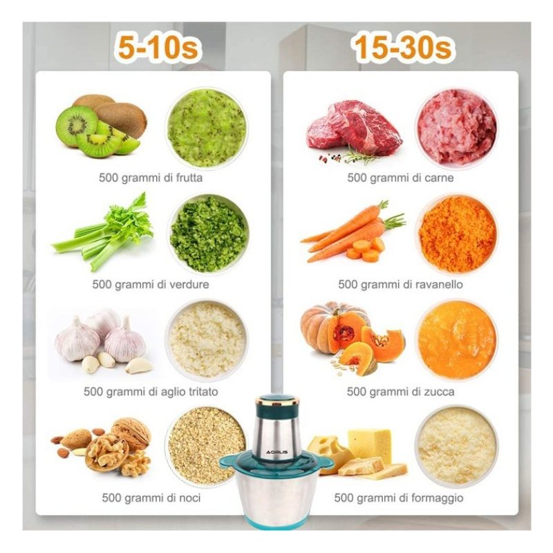 Aorlis Trita carne verdure frutta sminuzza taglia tritatutto elettr...