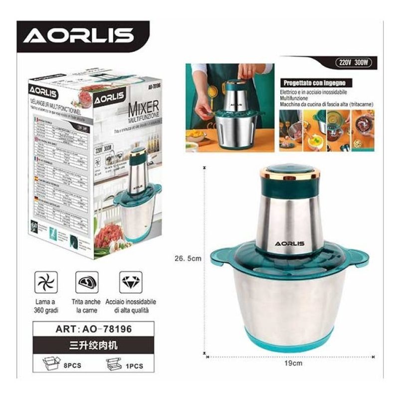 Aorlis Trita carne verdure frutta sminuzza taglia tritatutto elettr...