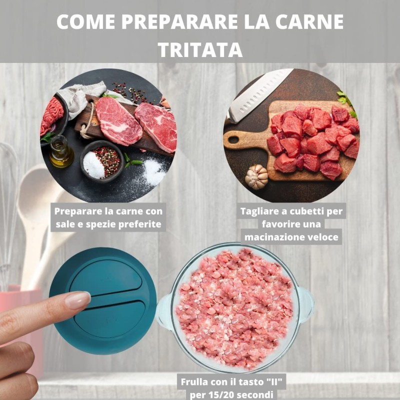 Aorlis Trita carne verdure frutta sminuzza taglia tritatutto elettr...