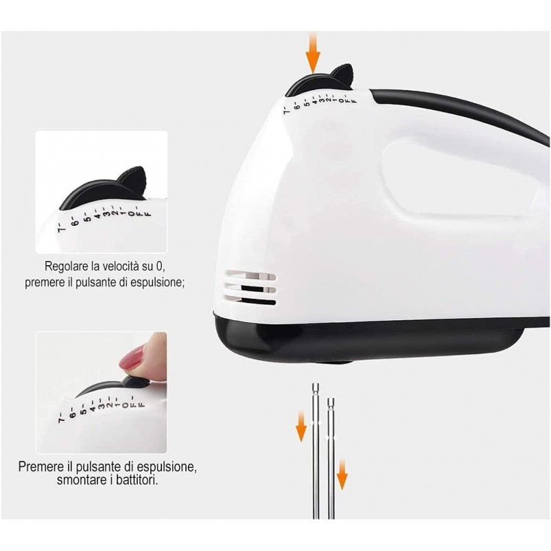 Aorlis Sbattitore elettrico frullatore frusta impastatore 4 fruste ...