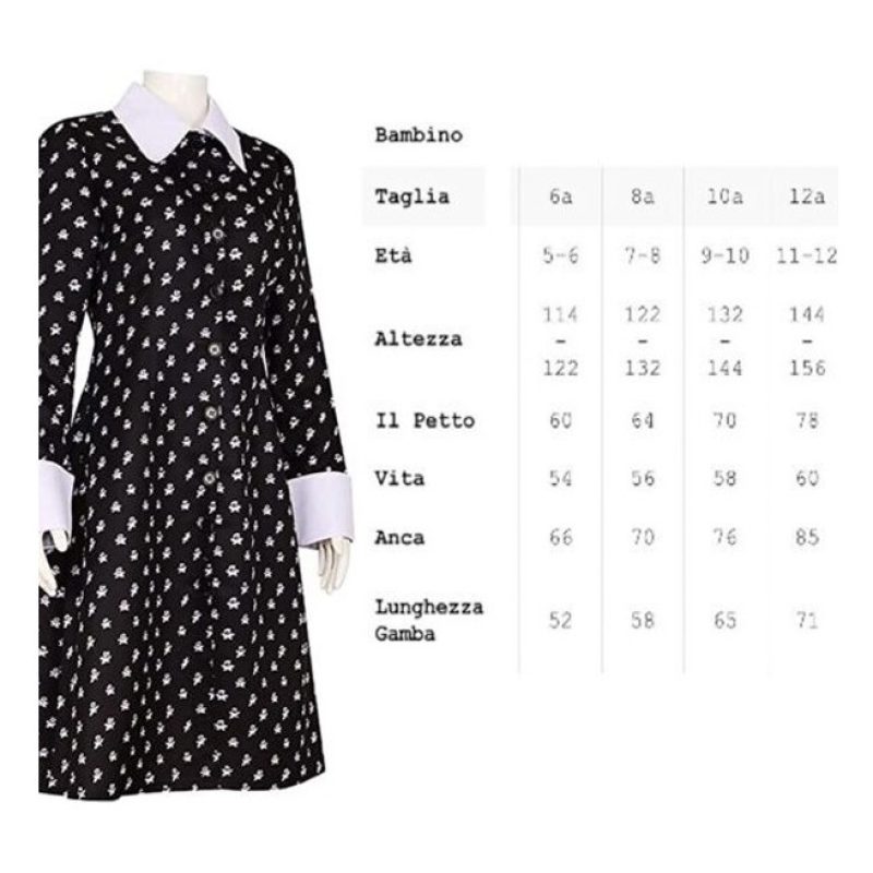Costume carnevale mercoledi famiglia Addams serie tv Netflix bambin...