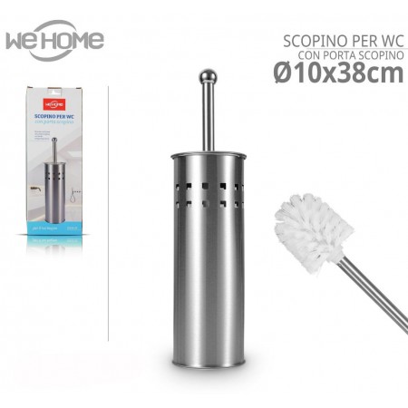 Porta scopino WC bagno in acciaio inossidabile satinato spazzolone 10x38cm casa