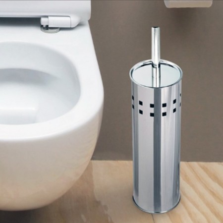 Porta scopino WC bagno in acciaio inossidabile satinato spazzolone 10x38cm casa